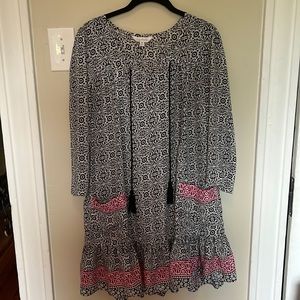 LAST CHANCE-PRICE REDUCED Black and White Boho Printed Dress Size M